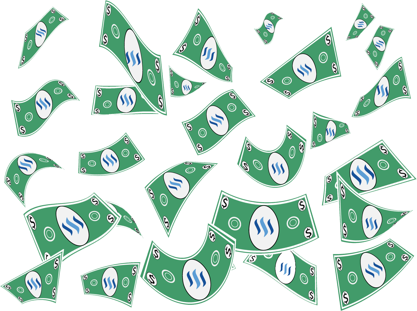 Falling Steem Cash - Clip Art (1393x1040), Png Download