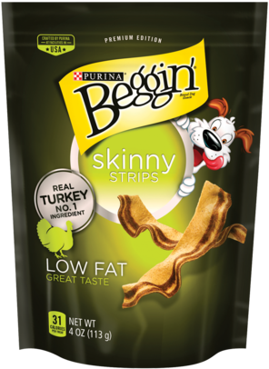 Beggin Strips Skinny Turkey Recipe Dog Treats - Beggin Strips Black Label (380x475), Png Download