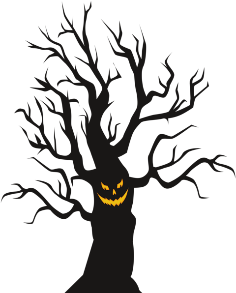 Halloween Scary Tree Png Clip Art Image - Spooky Tree Clip Art (491x600), Png Download