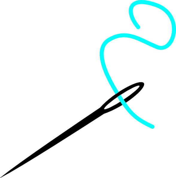 Aqua Thread With Needle Clip Art - Cartoon Needle And Thread (588x596), Png Download