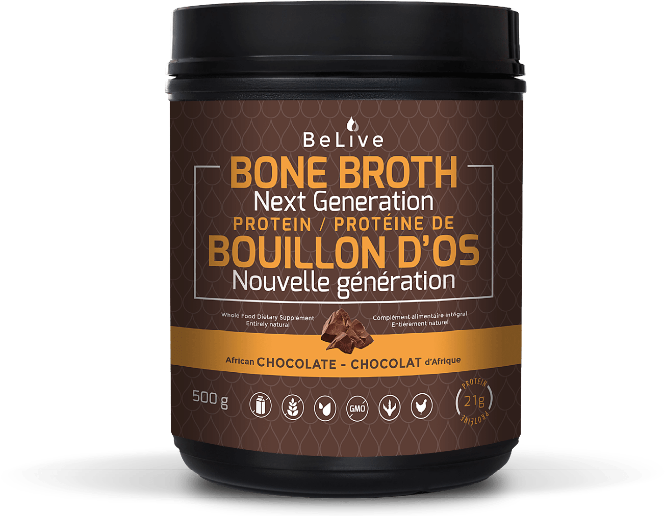 Chocolat D'afrique - Belive Bone Broth Protein Next Generation African Chocolate (1500x1500), Png Download