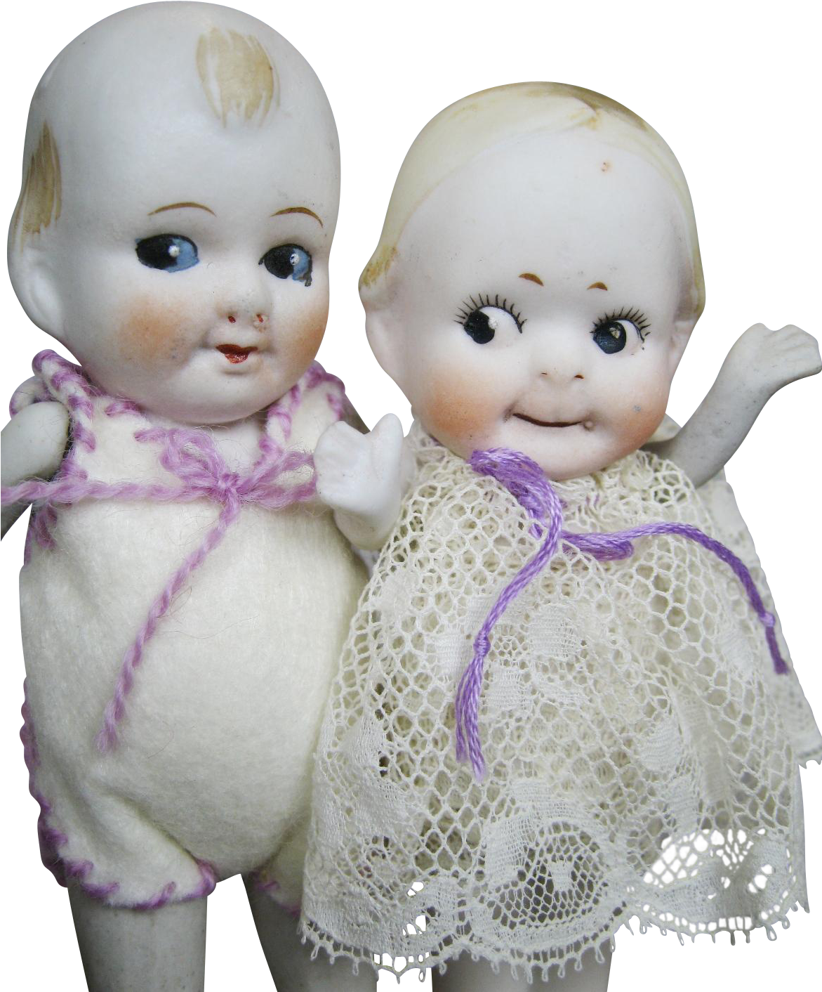 Adorable Pair Of Antique Bisque Googly Eye Kewpie Dolls - Doll (1411x1411), Png Download