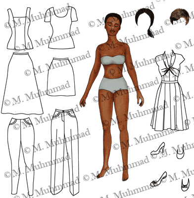 Paper Dolls - African American Paper Doll (400x400), Png Download