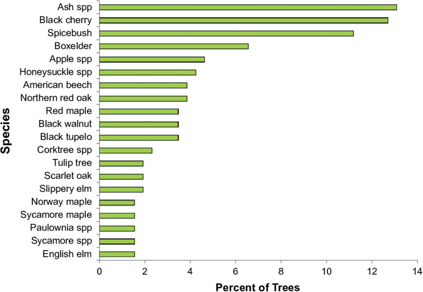 Percentage Of Trees In Wooded Category Of Land Use, - Number (850x586), Png Download