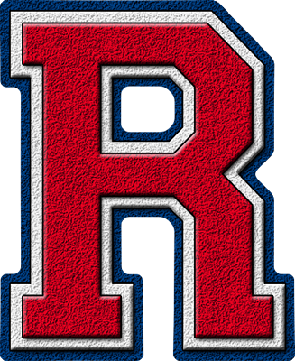 Cardinal Red, White & Royal Blue Varsity Letter R - Hollister Haybalers (327x400), Png Download