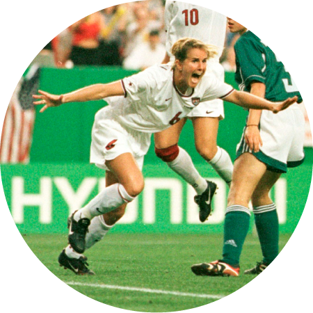 Her Pk In The World Cup Final Made Brandi Chastain - Soccer Goal Run Celebration (450x450), Png Download