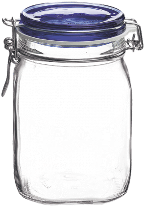 Vintage Glass Jar For Fermenting Milk Kefir 1000ml - Bormioli Rocco Fido Square Jar With Blue Lid 3334ounce (600x600), Png Download