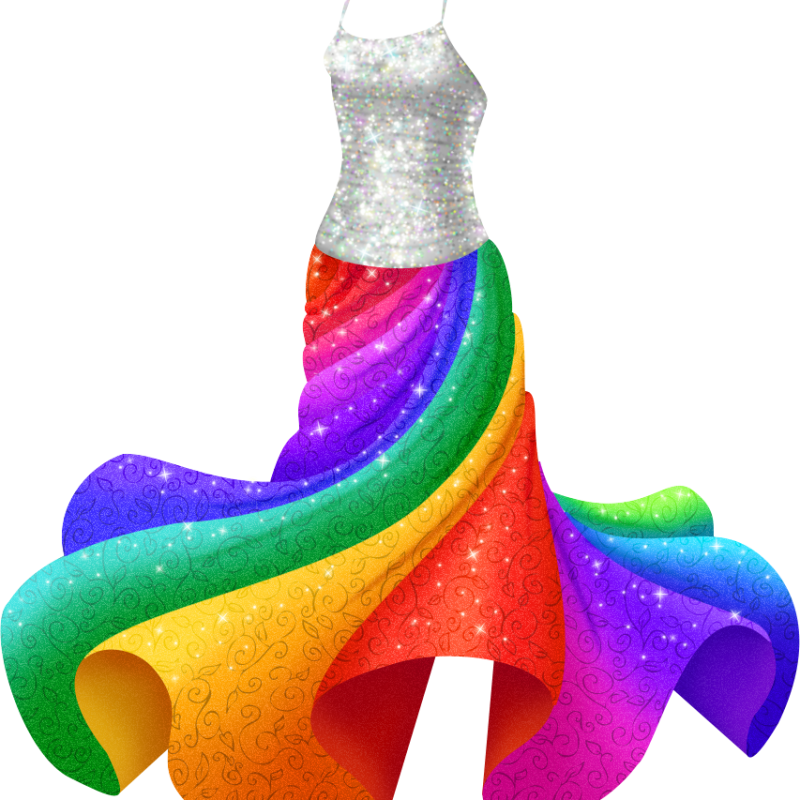 Sparkly, Twirly Rainbow Dress - Rainbow Dress Long (800x800), Png Download