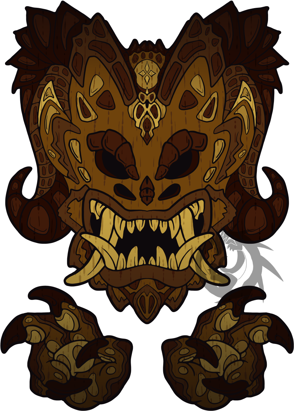 Wooden Tribal Dragon Mask - Tribal Dragon Mask (990x1530), Png Download
