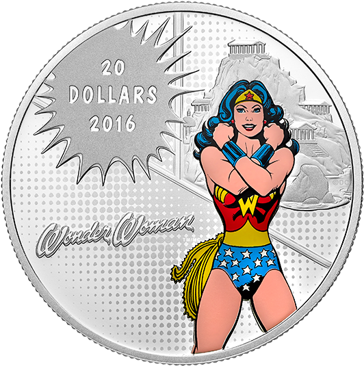 Pure Silver Coloured Coin Dc Comicstm Originals - Wonder Woman Silver Coin (570x570), Png Download