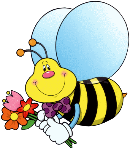 Bee Carrying Flowers - Clipart Bee (438x503), Png Download