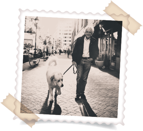 So We Control The Quality Of Our Products From Start - Old Man With Dog (458x420), Png Download