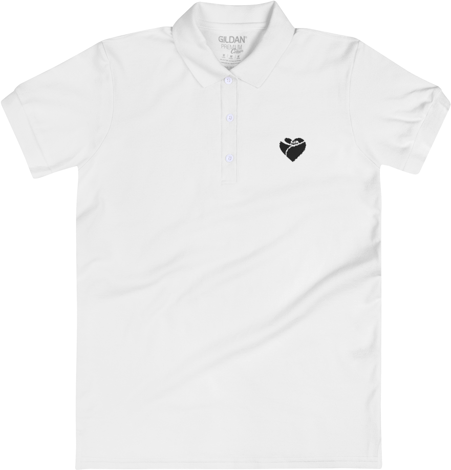 Image Of Women White Polo Shirt And Black - Polo Shirt (1000x1000), Png Download