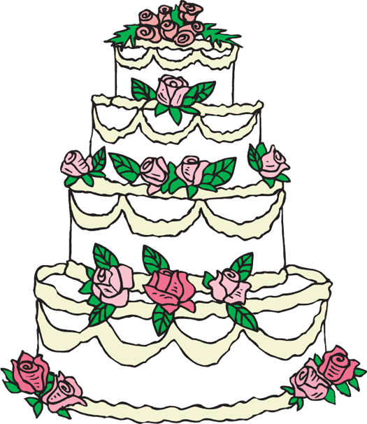 Red Wedding Cake - Clip Art Wedding Cake (525x606), Png Download