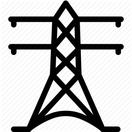Thin 0739 Electricity High Voltage Landline 512 - Electricity Pole Icon Png (450x450), Png Download