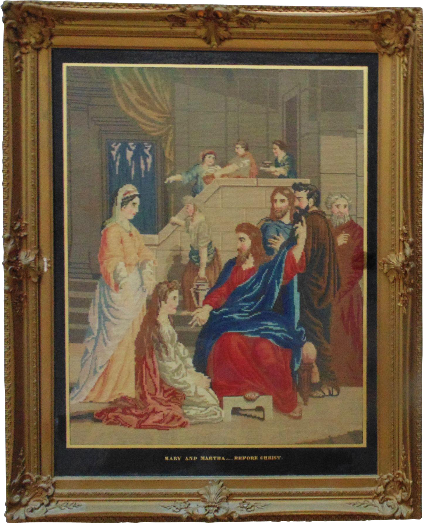 Huge Antique Jesus Christ Needlepoint Picture In Original - Needlepoint (1789x1789), Png Download