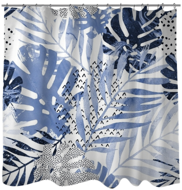 Trendy Tropical Leaves Filled With Watercolor Grunge - Cushion (400x400), Png Download