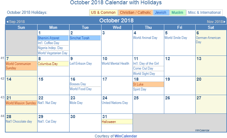 October 2018 Calendar For Usa Free Download - Holidays In January 2019 (744x462), Png Download