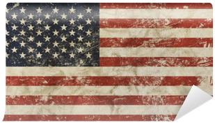 Old Grunge Vintage Faded American Us Flag Wall Mural - Us Flag Pixel Art (400x400), Png Download