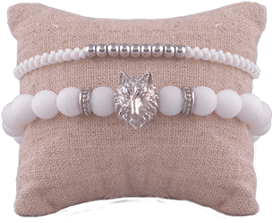 White Wolf Stack-silver - Bracelet (550x258), Png Download