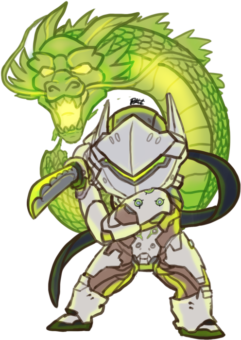 Genji Dragon Png Clipart Royalty Free Download - Kevin Raganit Overwatch Genji (500x711), Png Download