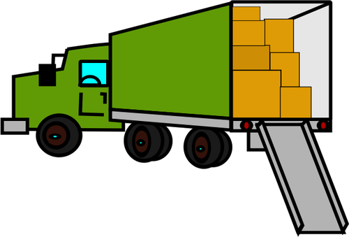Clipart Free Stock Christmas Truck Clipart - Truck With Boxes Clip Art (500x339), Png Download