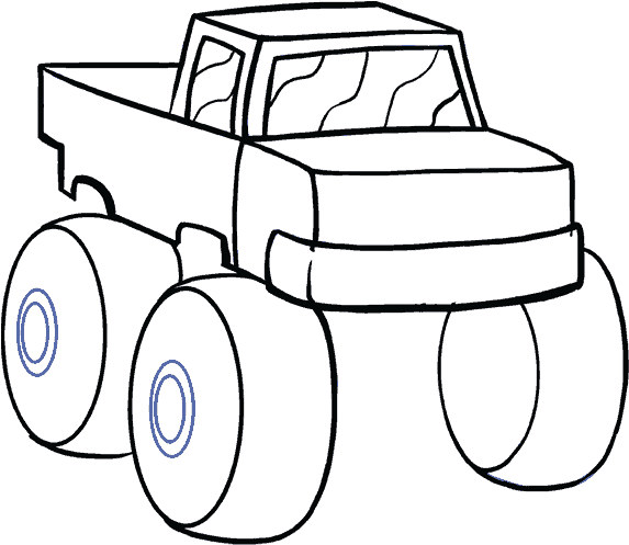 Semi Drawing Easy - Dibujar Carro Monster Truck (678x600), Png Download