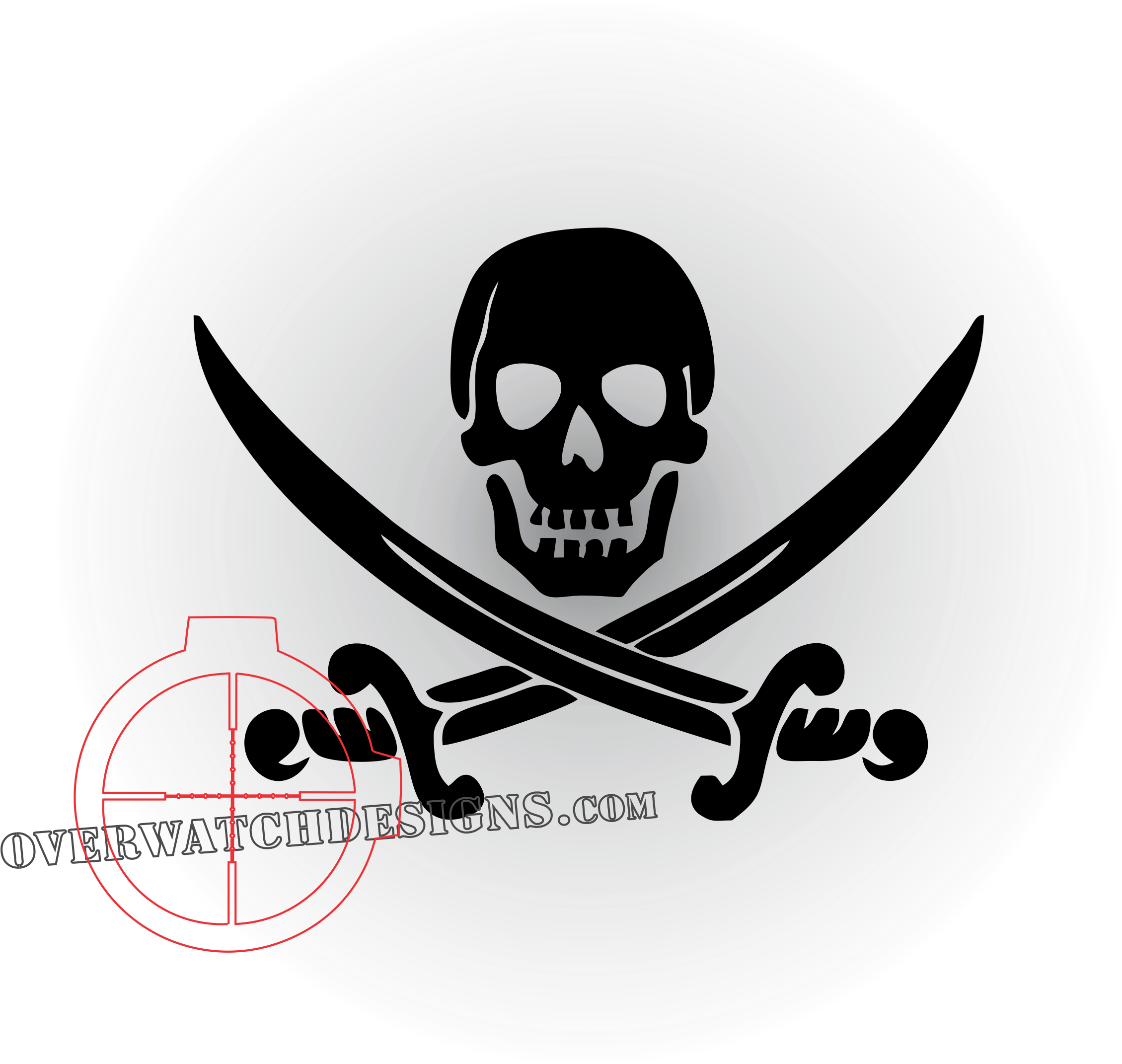 Pirate Flag Decal - Black And White Pirate Clipart (2401x2393), Png Download
