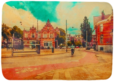 The Cyclist Rides In The Center Of Amsterdam - Watercolor Painting (400x400), Png Download