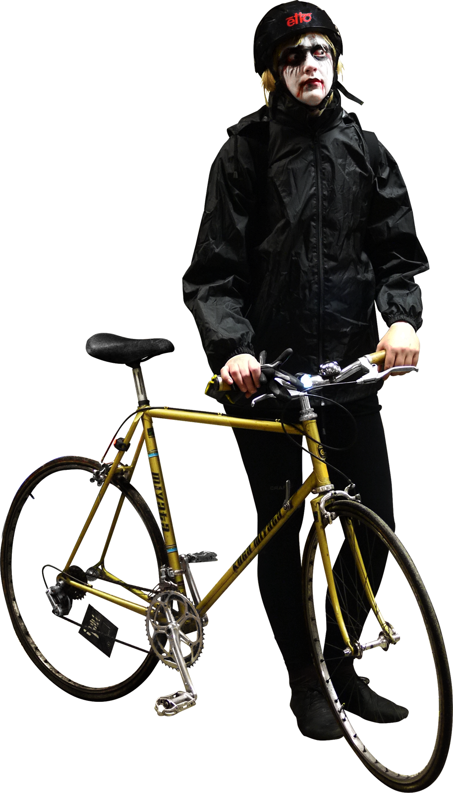 J With Her Nice Golden Miyata After Participating In - Photoshop People Png Bike (585x1024), Png Download