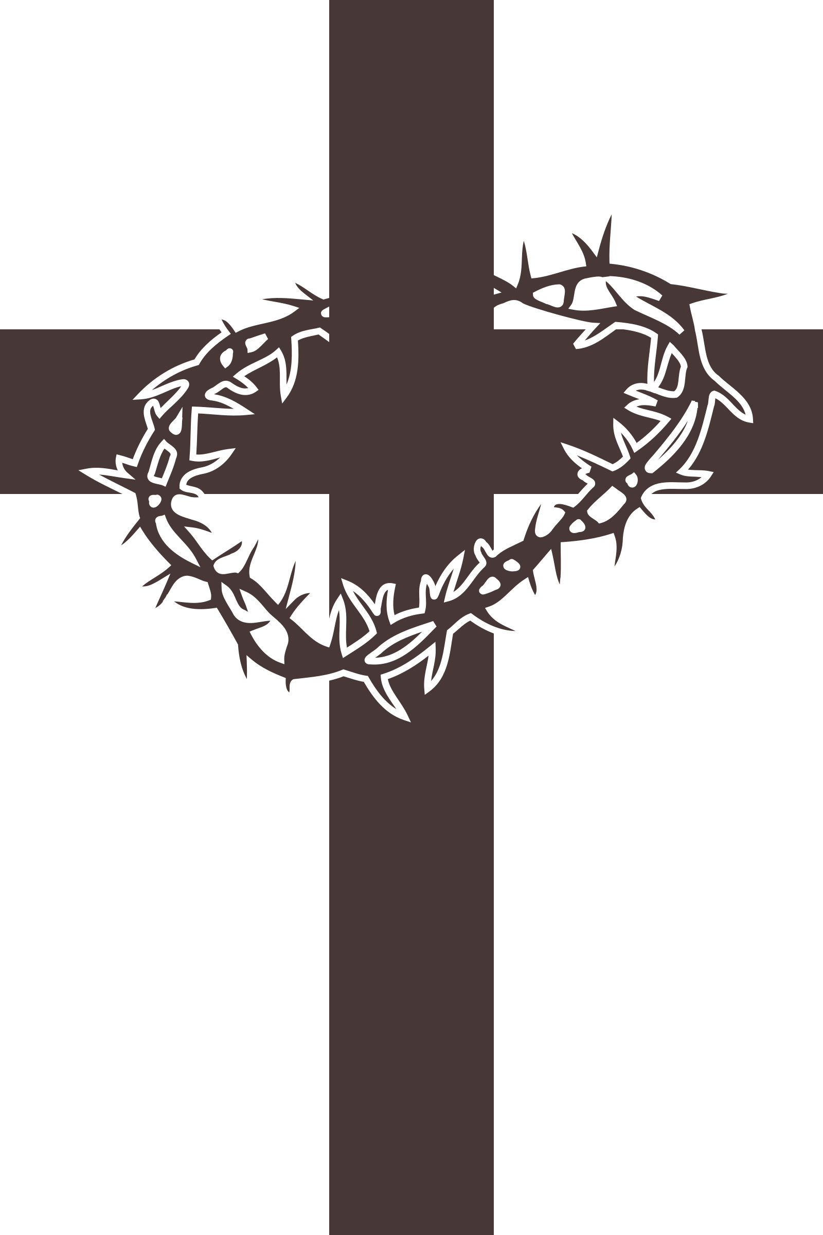 Cross With Crown Of Thorns Clipart - Crown Of Thorns On Cross (1600x2400), Png Download