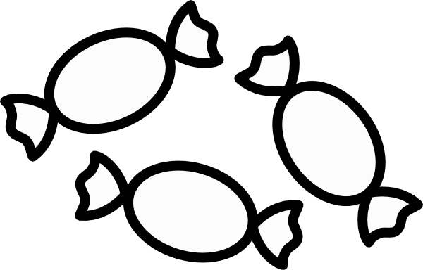 Sweets Clipart Black And White - Candies Clipart Black And White (600x384), Png Download