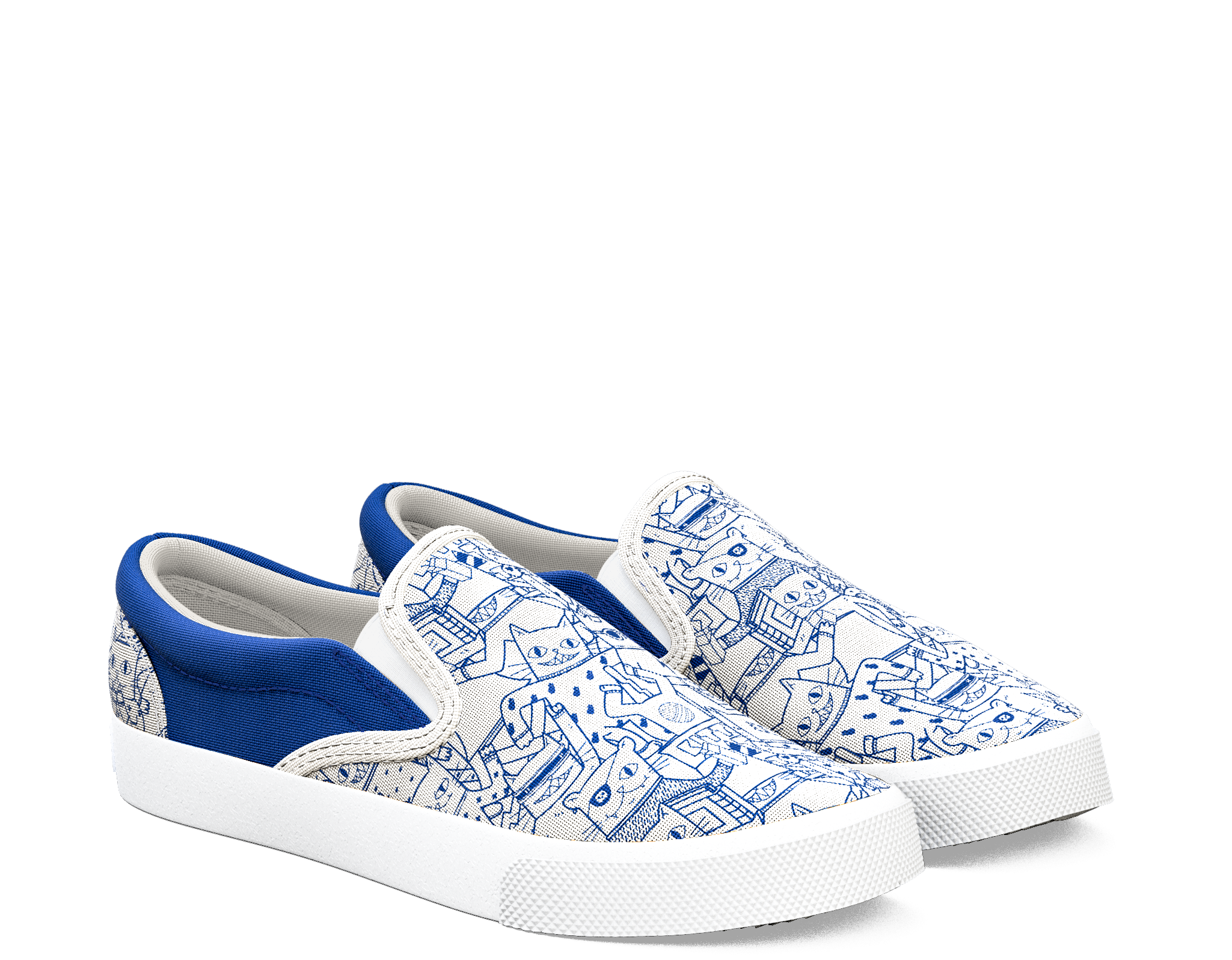 60610 1371 902 Catparty Sebastiangomezdelatorre Whiteblue - Slip-on Shoe (2048x2048), Png Download