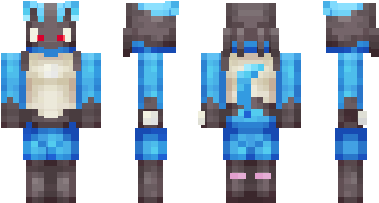 Minecraft Skin Lucario - Lucario Minecraft Skin (600x348), Png Download