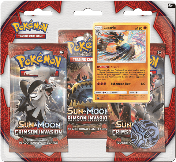 Pokemon Sun & Moon Crimson Invasion 3-pack Booster - Lucario Crimson Invasion (600x600), Png Download
