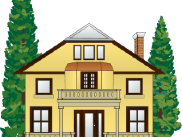House With Trees Clipart (640x480), Png Download