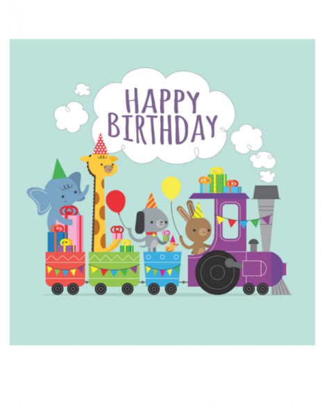Cute Train Happy Birthday (600x600), Png Download