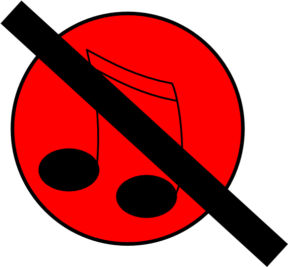 Free Music Note Clipart - No Music Icon Png (600x554), Png Download
