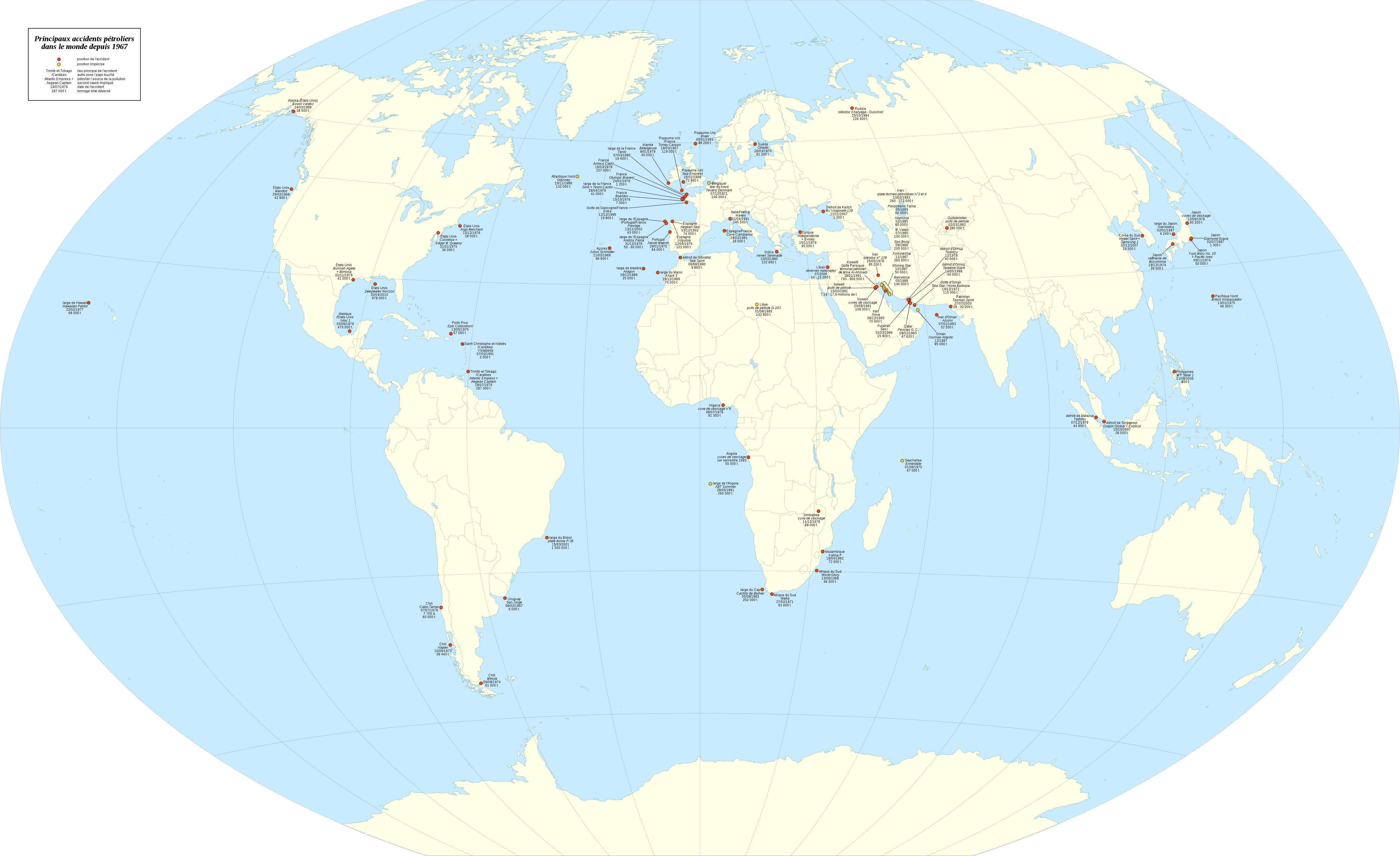 Oil Spills World Map-fr - Oil Spills World Map (5000x3055), Png Download
