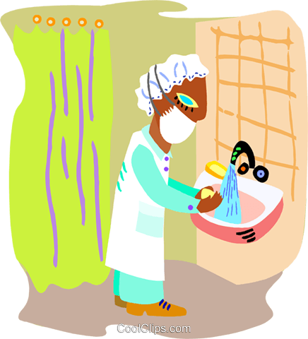 Doctor Washing Hands Before Surgery Royalty Free Vector - Doctor Washing Hands Clipart (436x480), Png Download