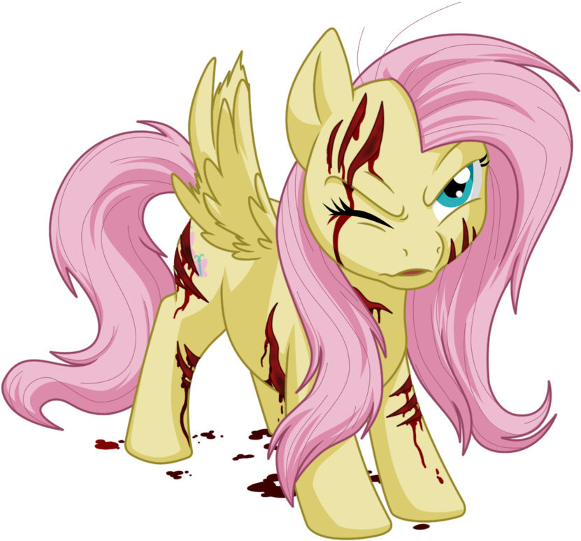 Megacreomon, Blood, Fluttershy, Injured, Scar, Scratches, - My Little Pony: Friendship Is Magic (900x813), Png Download