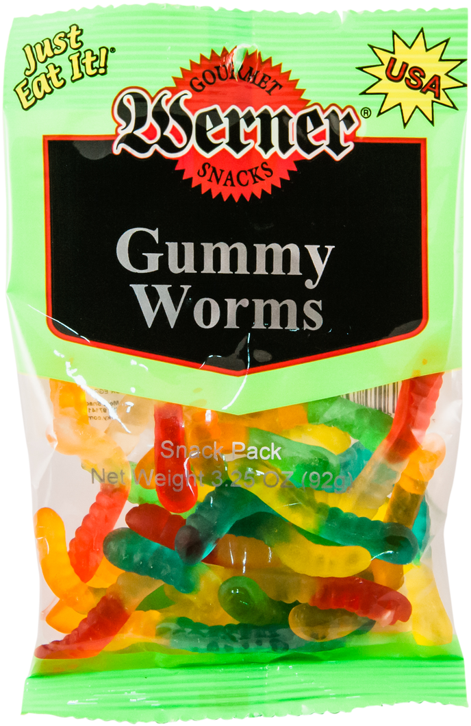 Gummy Worms Oz Bag Case Werner Gourmet Meat Snacks - Werner Beef Jerky, Peppered - 3 Oz (852x1280), Png Download