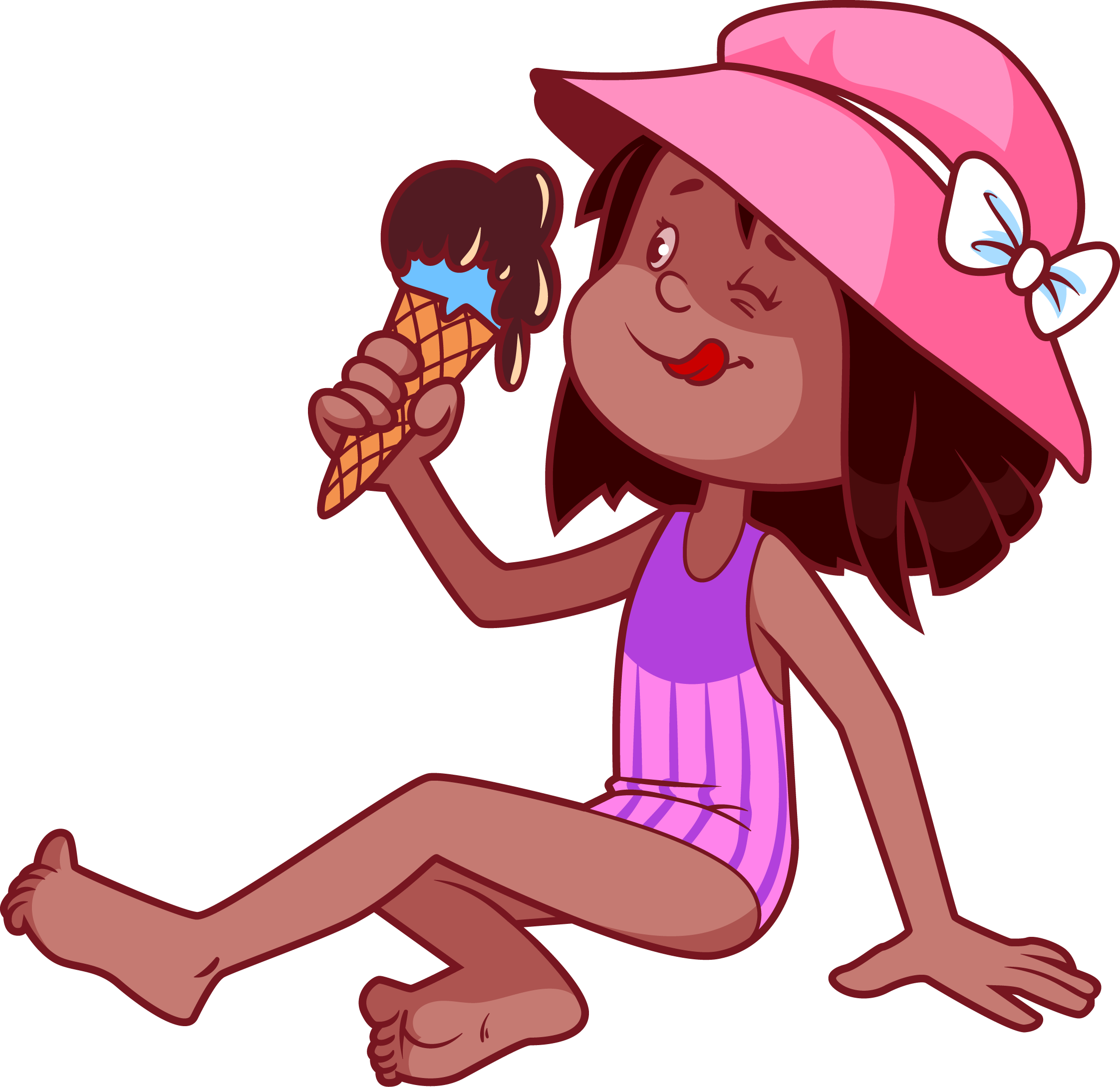 Cartoon Child Clip Art - Eating Ice Cream Cartoon (2244x2179), Png Download