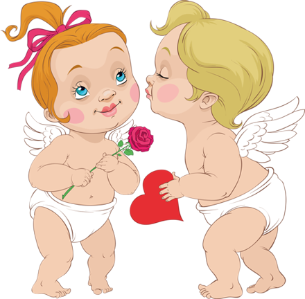 Angel Clipart Cupid - Valentine's Day Angel (440x432), Png Download