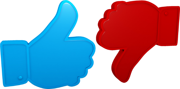Blue Thumbs Up, Red Thumbs Down For Mar 18 Builder - Thumb Signal (594x295), Png Download