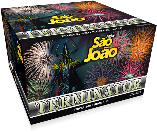 01 Torta De Fogos Terminator - Fireworks (564x480), Png Download