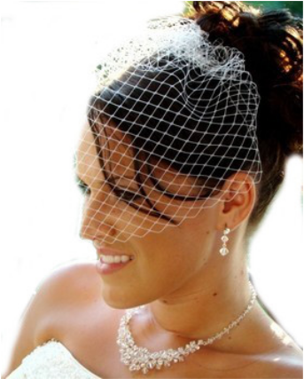 Outlet White Couture Birdcage Bridal Face Veil (467x426), Png Download