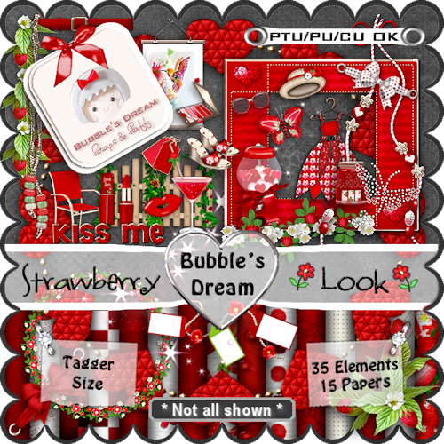 The Strawberry Look ~ Scrapkit * Tagger Size/cu Ok - Strawberry (500x500), Png Download