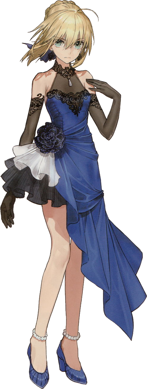 Artoria's Lapis Lazuli Dress - Fate Extella Artoria (490x1295), Png Download