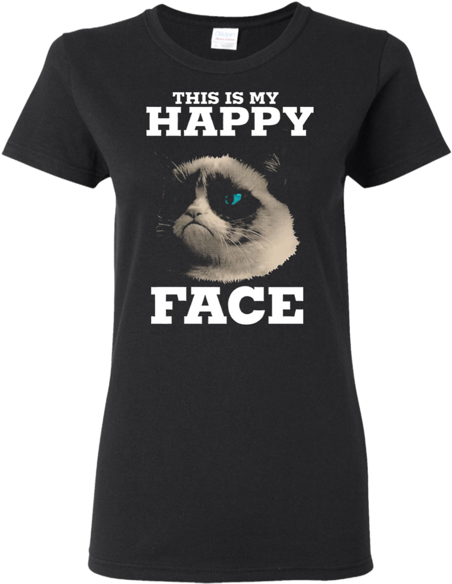 Grumpy Cat This Is My Happy Face Halftone Portrait - Girl Is An Eagles Fan (1155x1155), Png Download